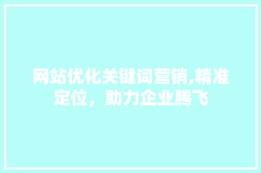 网站优化关键词营销,精准定位，助力企业腾飞