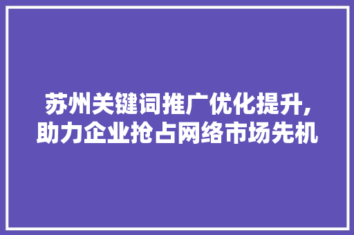 苏州关键词推广优化提升,助力企业抢占网络市场先机