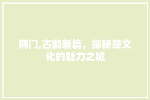 荆门,古韵新篇，探秘楚文化的魅力之城