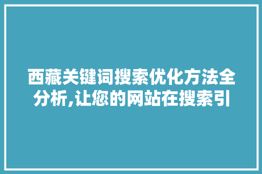 西藏关键词搜索优化方法全分析,让您的网站在搜索引擎中脱颖而出  第1张