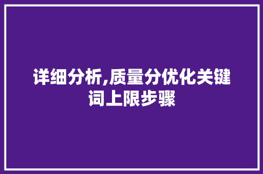 详细分析,质量分优化关键词上限步骤