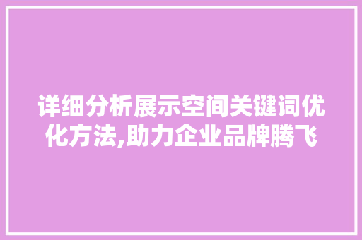 详细分析展示空间关键词优化方法,助力企业品牌腾飞
