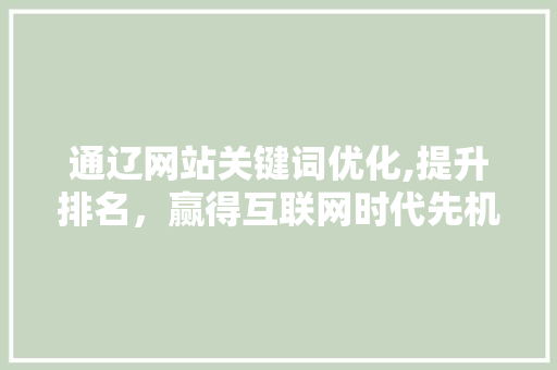 通辽网站关键词优化,提升排名，赢得互联网时代先机
