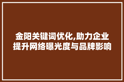 金阳关键词优化,助力企业提升网络曝光度与品牌影响力