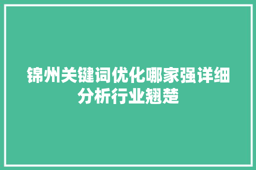 锦州关键词优化哪家强详细分析行业翘楚