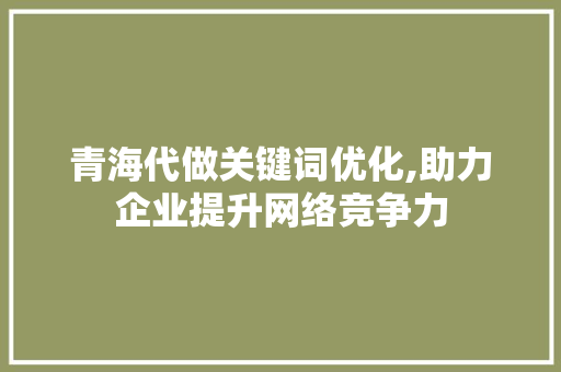 青海代做关键词优化,助力企业提升网络竞争力  第1张
