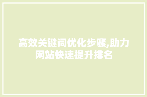 高效关键词优化步骤,助力网站快速提升排名