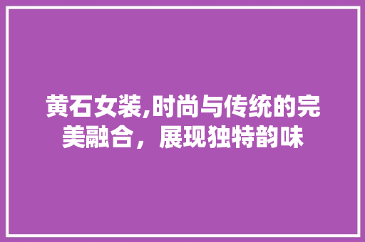 黄石女装,时尚与传统的完美融合，展现独特韵味