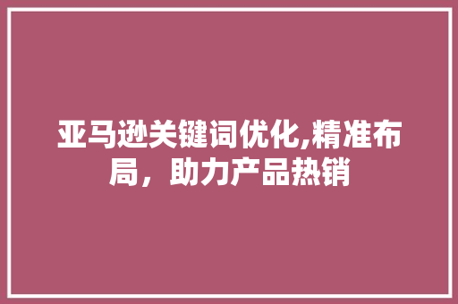 亚马逊关键词优化,精准布局，助力产品热销