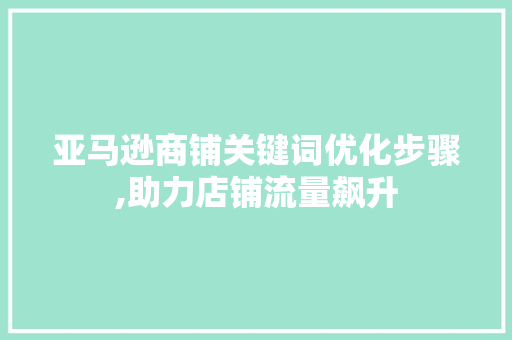 亚马逊商铺关键词优化步骤,助力店铺流量飙升
