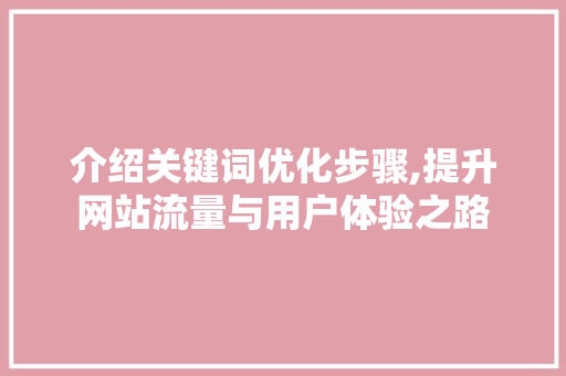 介绍关键词优化步骤,提升网站流量与用户体验之路