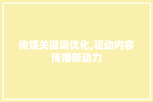 传媒关键词优化,驱动内容传播新动力