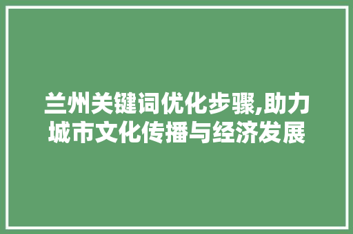 兰州关键词优化步骤,助力城市文化传播与经济发展