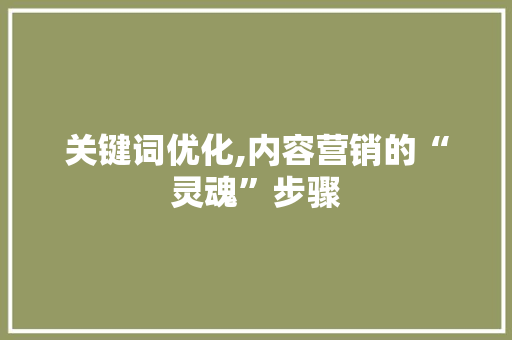 关键词优化,内容营销的“灵魂”步骤