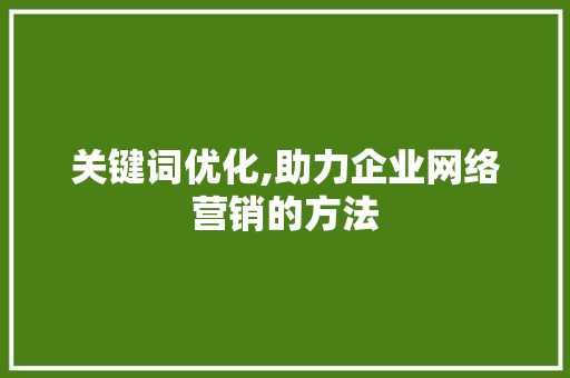 关键词优化,助力企业网络营销的方法