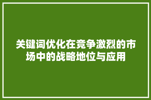 关键词优化在竞争激烈的市场中的战略地位与应用