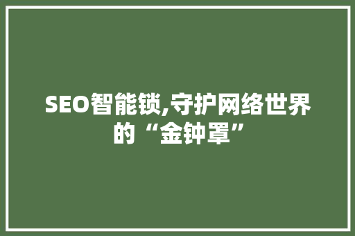 SEO智能锁,守护网络世界的“金钟罩”  第1张