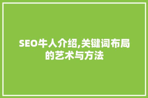 SEO牛人介绍,关键词布局的艺术与方法