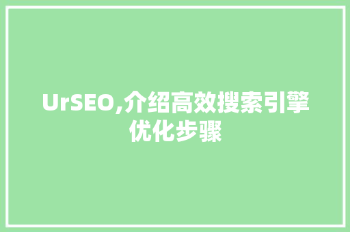 UrSEO,介绍高效搜索引擎优化步骤