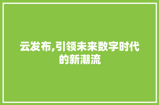 云发布,引领未来数字时代的新潮流