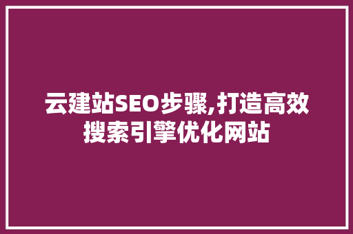 云建站SEO步骤,打造高效搜索引擎优化网站