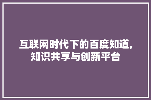 互联网时代下的百度知道,知识共享与创新平台