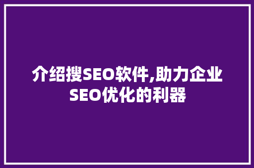 介绍搜SEO软件,助力企业SEO优化的利器