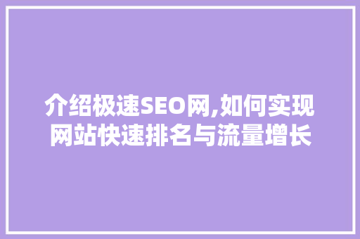 介绍极速SEO网,如何实现网站快速排名与流量增长