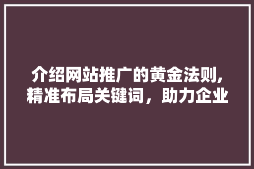 介绍网站推广的黄金法则,精准布局关键词，助力企业腾飞