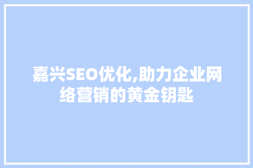 嘉兴SEO优化,助力企业网络营销的黄金钥匙