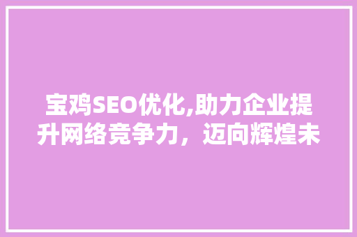 宝鸡SEO优化,助力企业提升网络竞争力，迈向辉煌未来