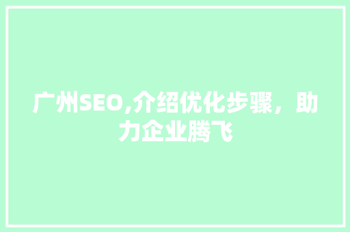 广州SEO,介绍优化步骤，助力企业腾飞