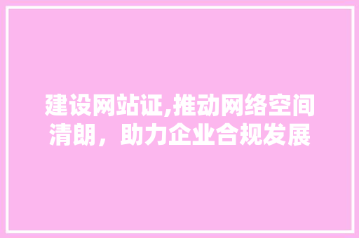 建设网站证,推动网络空间清朗，助力企业合规发展