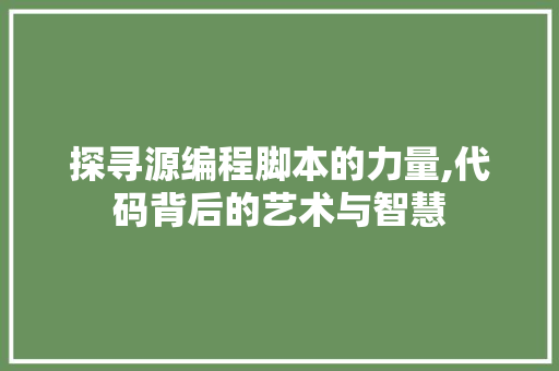 探寻源编程脚本的力量,代码背后的艺术与智慧