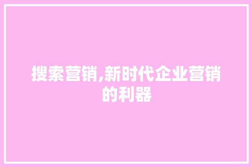 搜索营销,新时代企业营销的利器