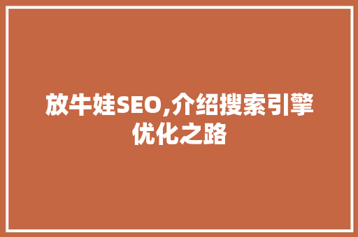 放牛娃SEO,介绍搜索引擎优化之路