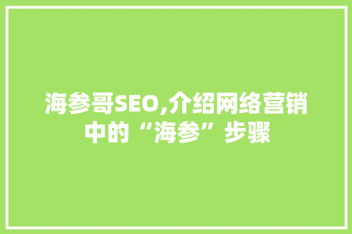 海参哥SEO,介绍网络营销中的“海参”步骤