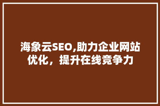 海象云SEO,助力企业网站优化，提升在线竞争力