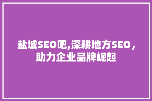 盐城SEO吧,深耕地方SEO，助力企业品牌崛起