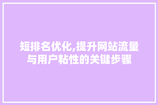 短排名优化,提升网站流量与用户粘性的关键步骤  第1张