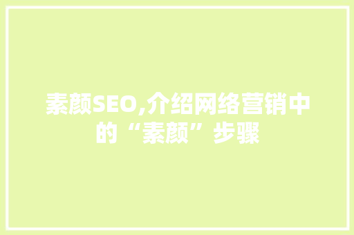 素颜SEO,介绍网络营销中的“素颜”步骤