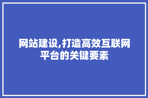 网站建设,打造高效互联网平台的关键要素
