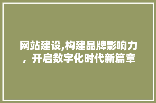 网站建设,构建品牌影响力，开启数字化时代新篇章