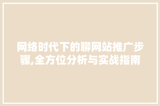 网络时代下的聊网站推广步骤,全方位分析与实战指南