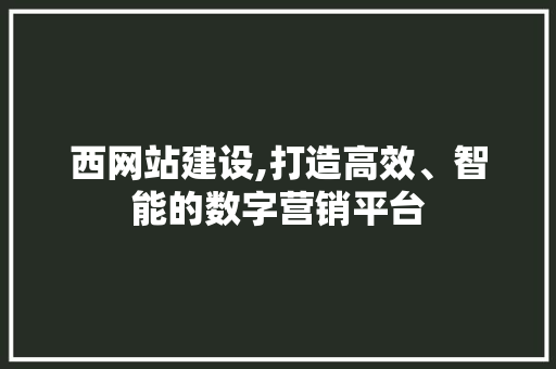 西网站建设,打造高效、智能的数字营销平台
