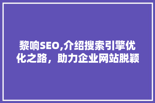 黎响SEO,介绍搜索引擎优化之路，助力企业网站脱颖而出