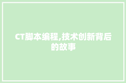 CT脚本编程,技术创新背后的故事