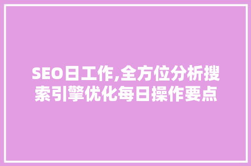 SEO日工作,全方位分析搜索引擎优化每日操作要点  第1张