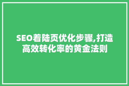 SEO着陆页优化步骤,打造高效转化率的黄金法则  第1张
