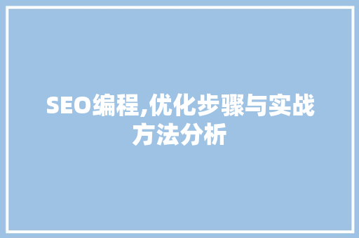 SEO编程,优化步骤与实战方法分析